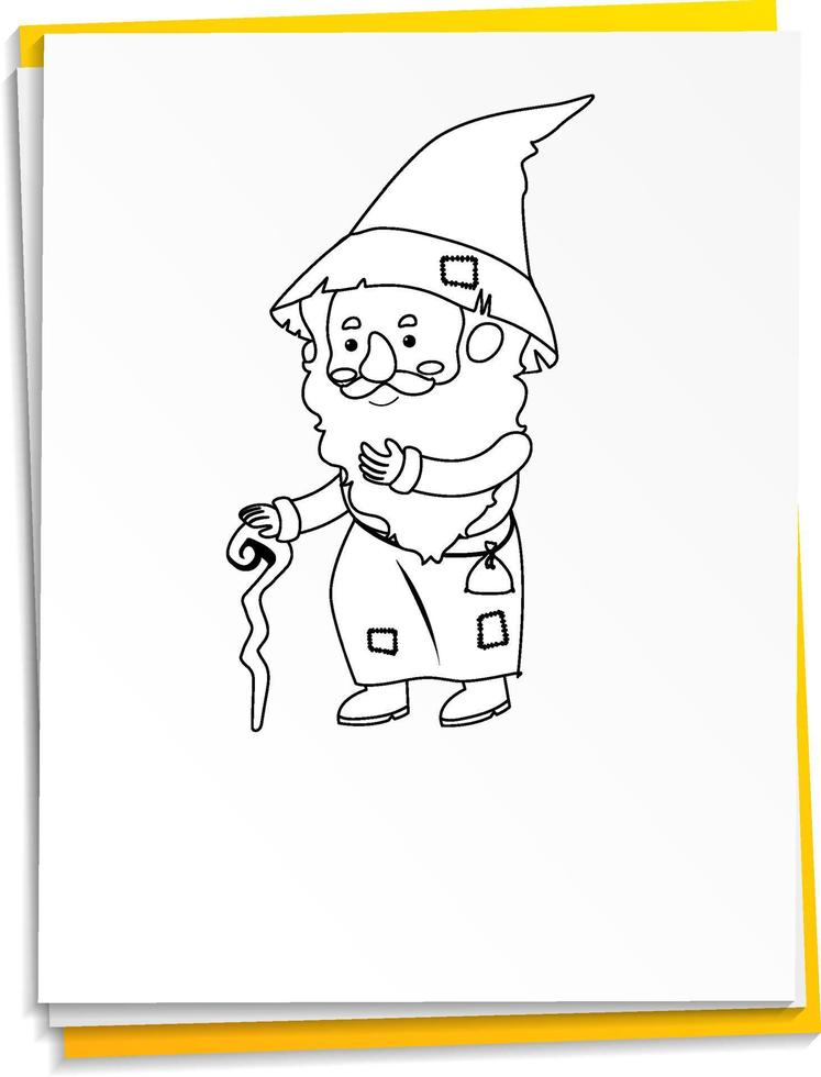 Hand drawn wizard on paper vector