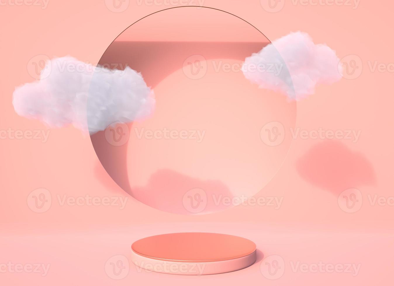 Background 3d rendering with podium and minimal cloud scene, minimal product display background. photo