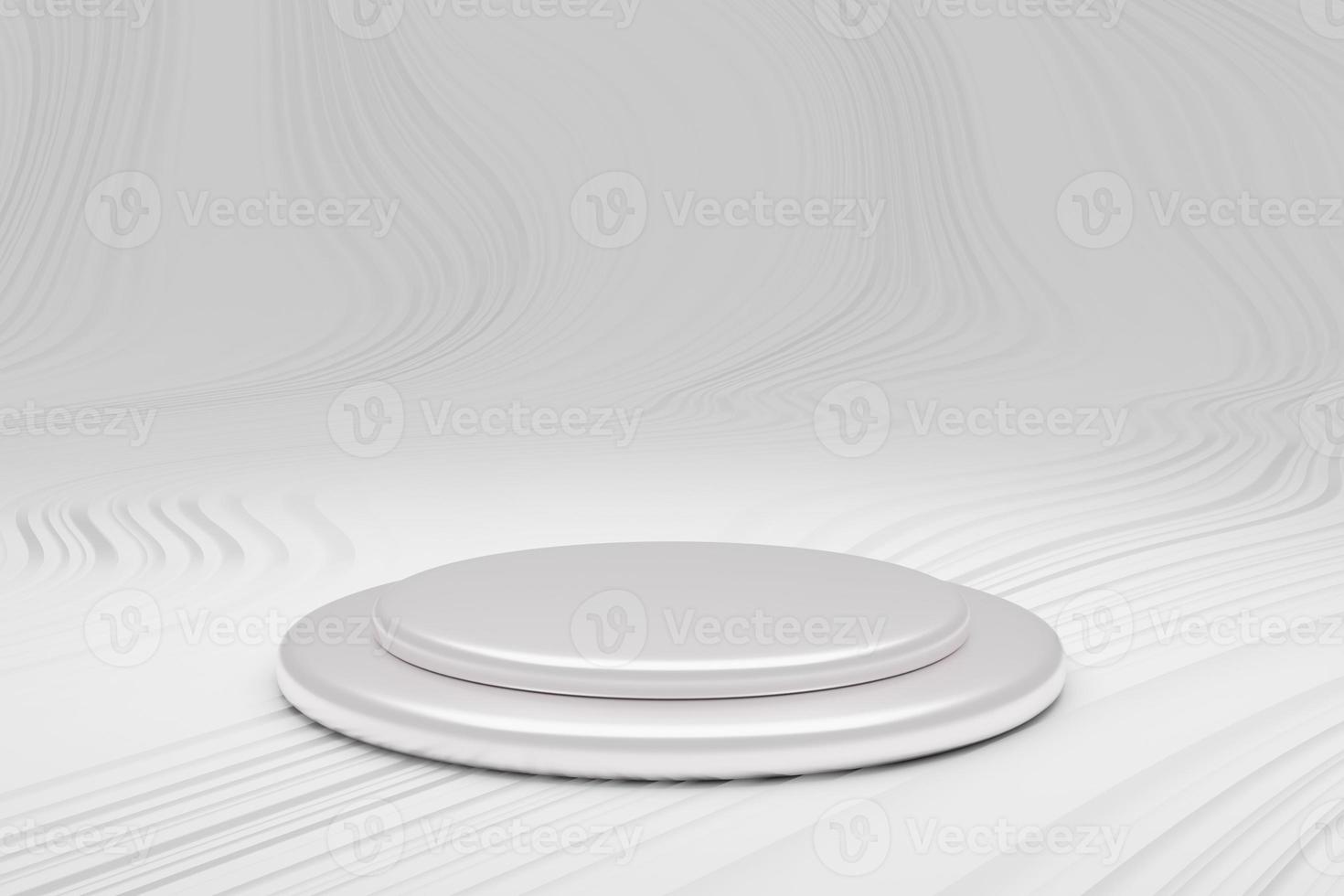 Empty white round podium isolated on white background photo