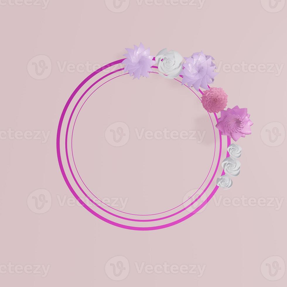 Floral frames. Floral wreath. Unique decoration for greeting card, wedding invitation, save the date. Space for your text. 3d. photo