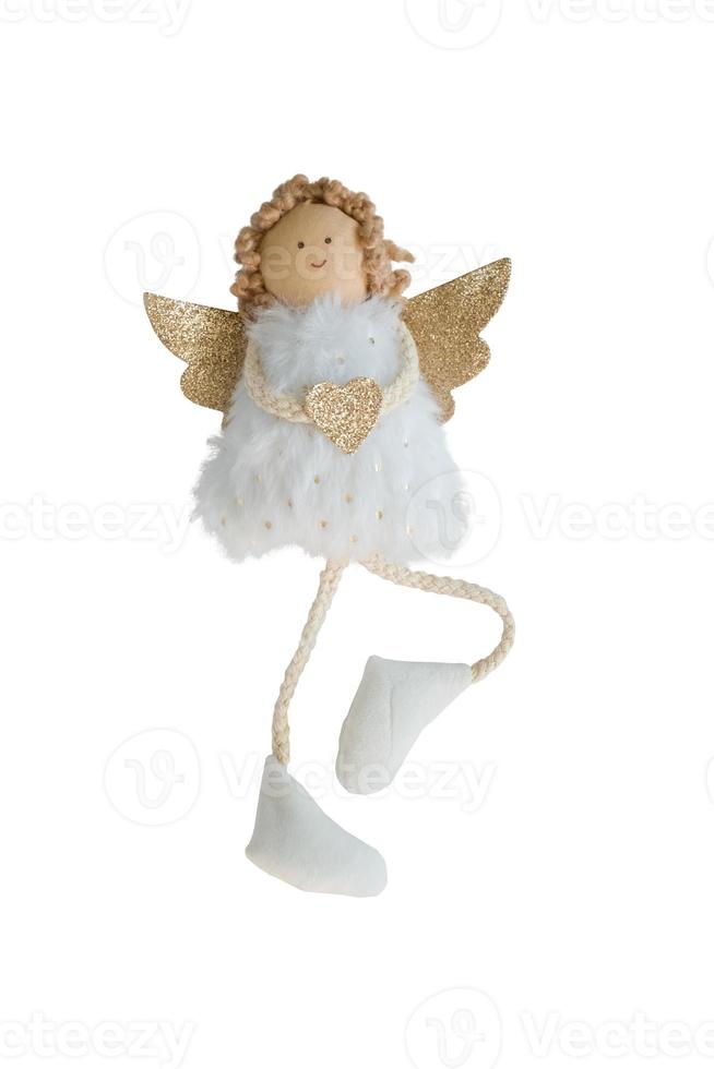 christmas toy textile doll , isolate photo