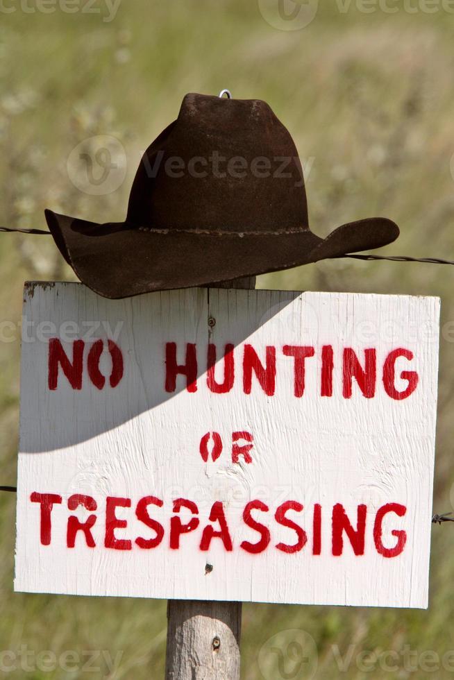 Cowboy hat over posted sign in Saskatchewan photo