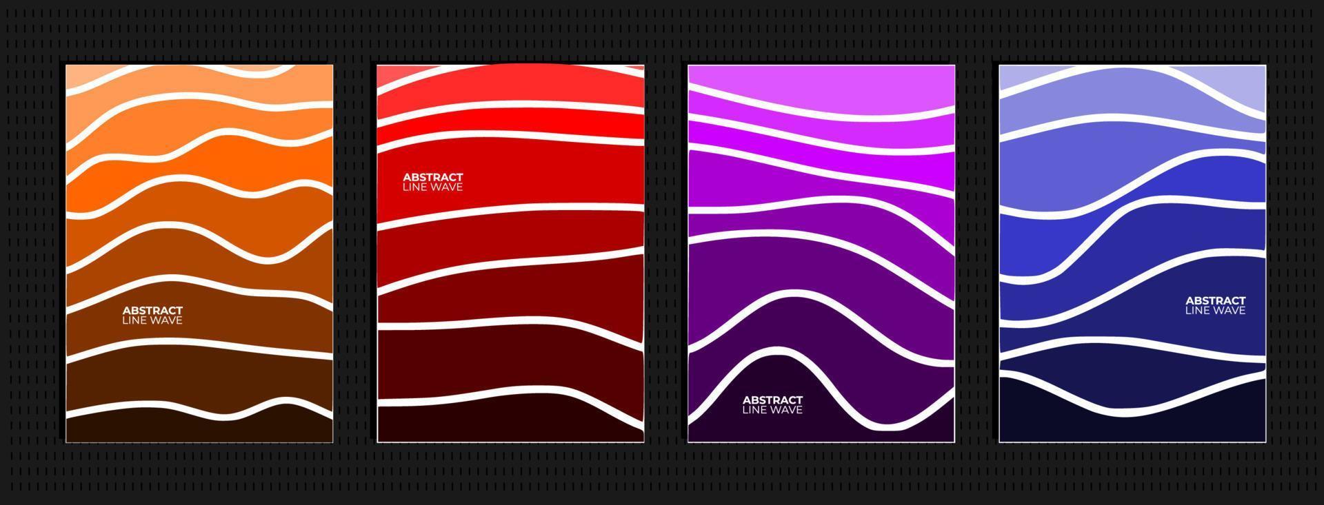 set of abstract line wavy gradient background vector