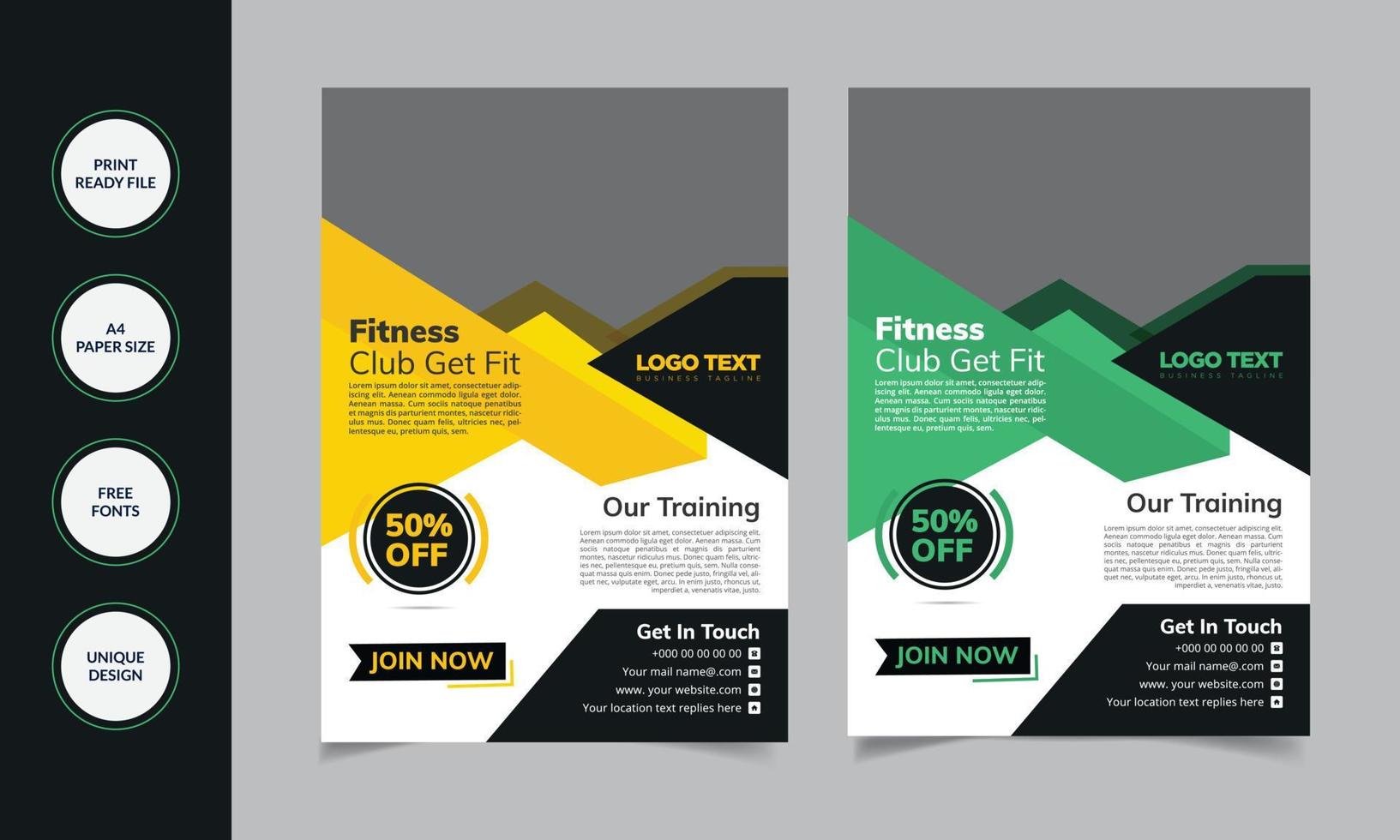 Modern Fitness Flyer Templates vector