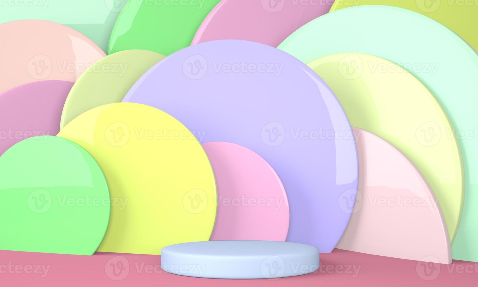 Product podium on pastel background 3d. Abstract minimal geometry concept. Studio stand platform theme. Exhibition and business marketing presentation stage. photo