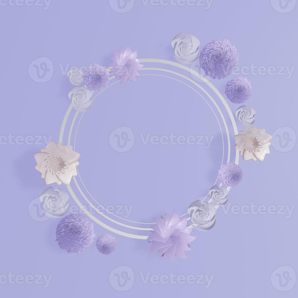 Floral frames. Floral wreath. Unique decoration for greeting card, wedding invitation, save the date. Space for your text. 3d. photo