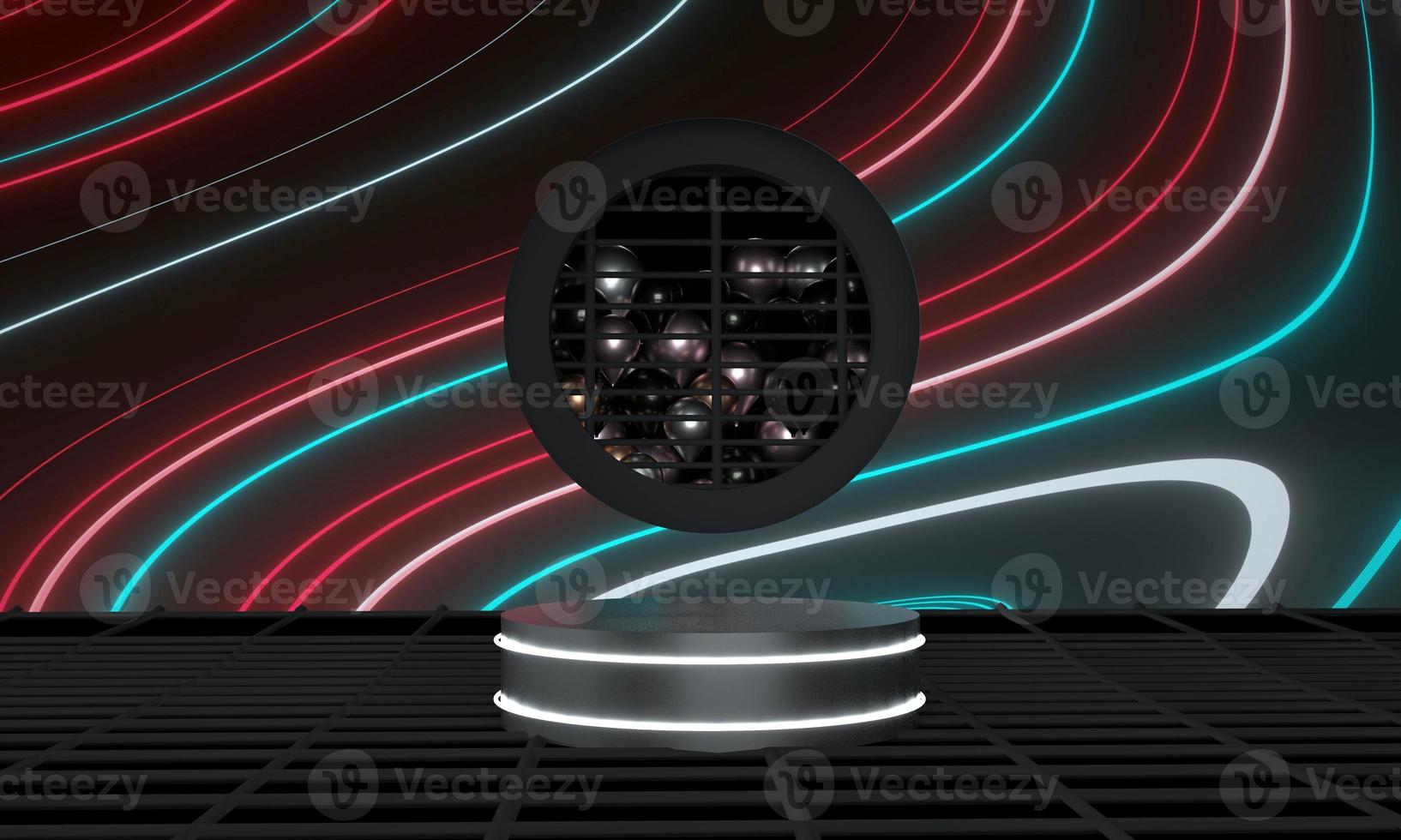 Futuristic pedestal for display. Blank podium for product. 3d rendering photo