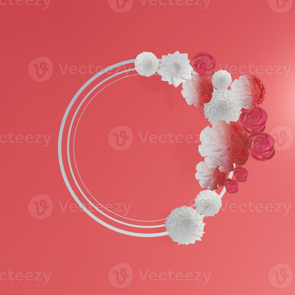 Floral frames. Floral wreath. Unique decoration for greeting card, wedding invitation, save the date. 3d. photo
