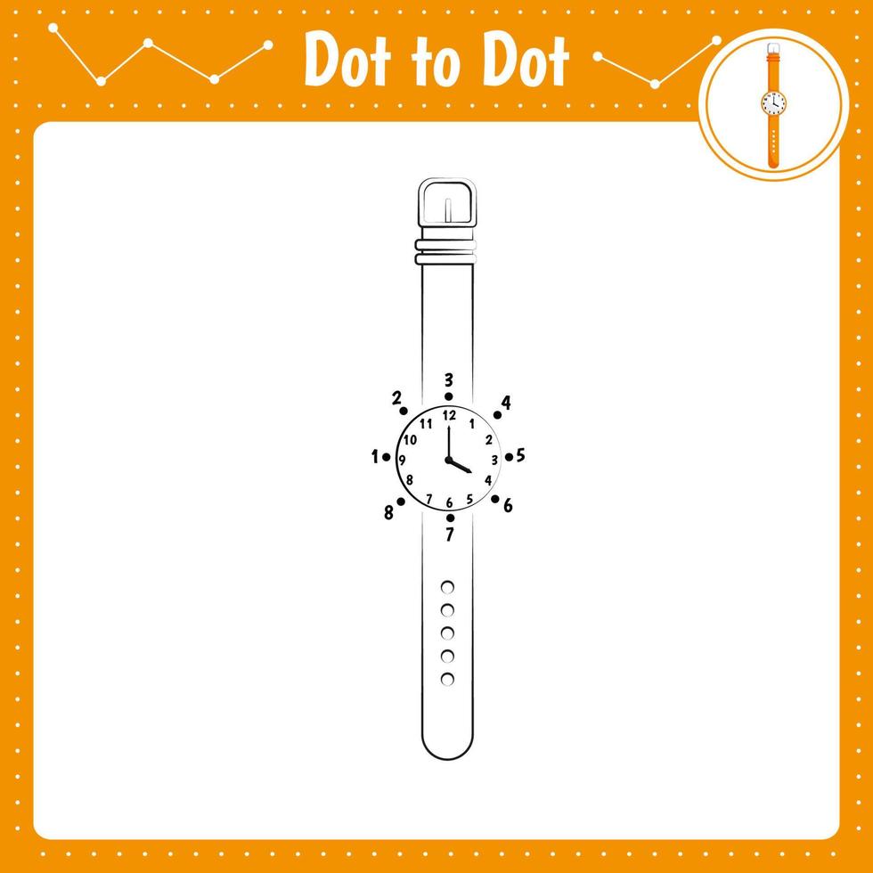 Connect the dots. Dot to dot educational game. Clock, watches. vector