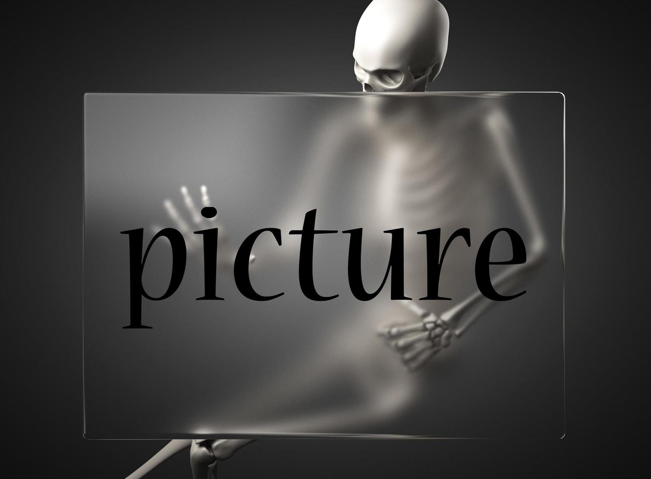 picture word on glass and skeleton photo