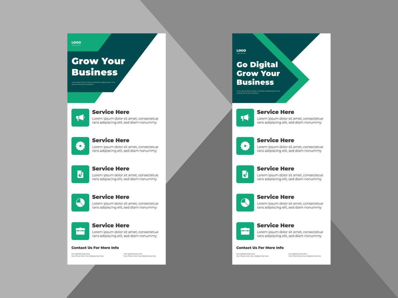 grow your business roll up banner design template. take your business to the next level of poster leaflet design. cover, roll up banner, poster, print-ready vector