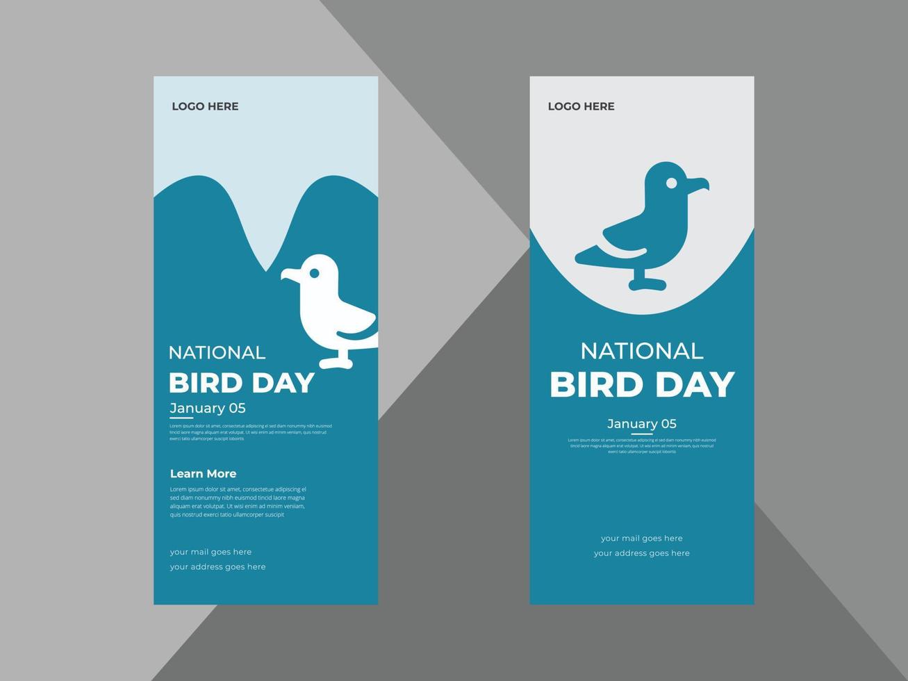 National Bird Day Celebration Roll up Banner, vector graphic of national bird day DL flye, X flyer, Bird Flyer Design Template.