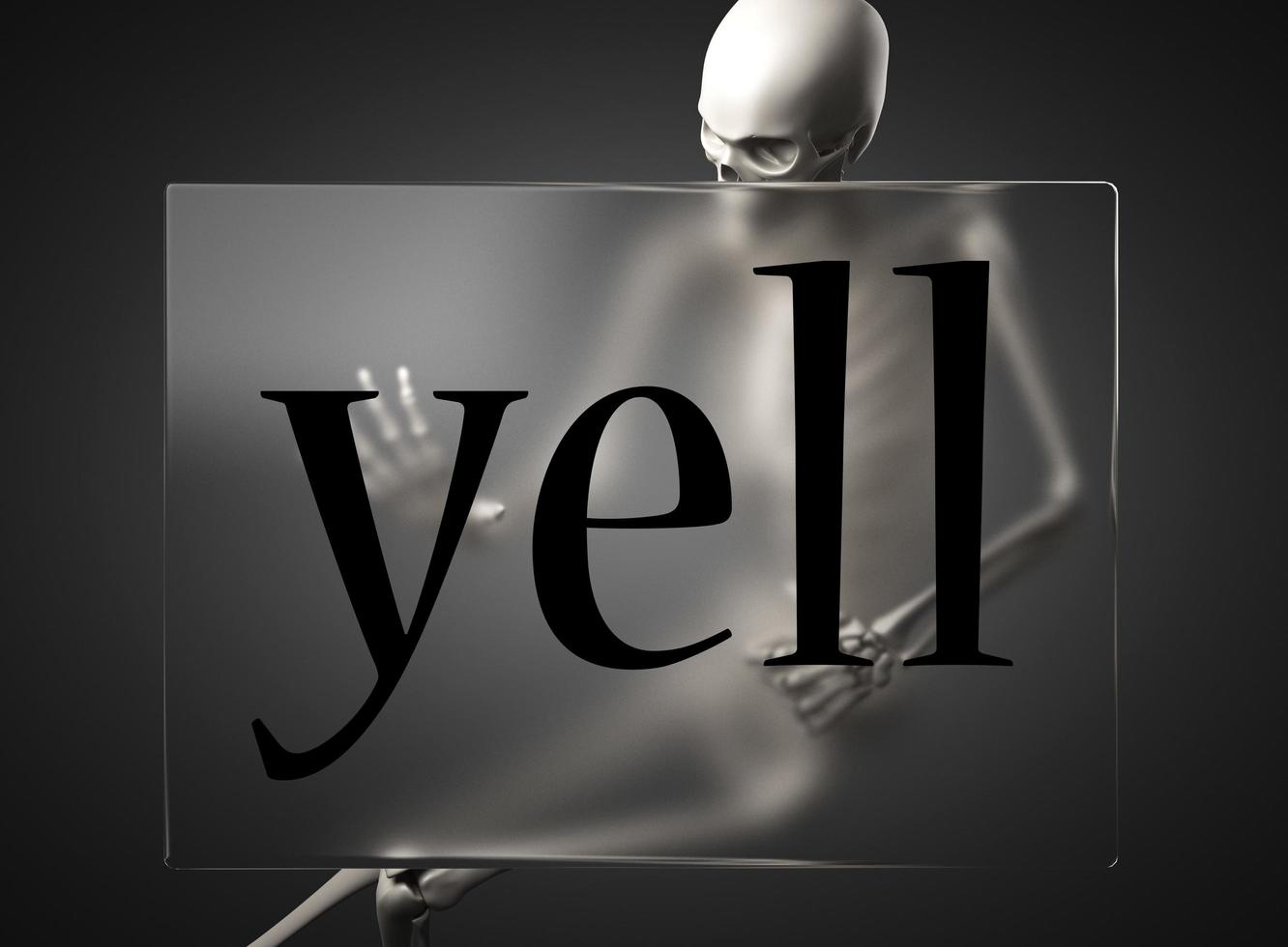 yell word on glass and skeleton photo