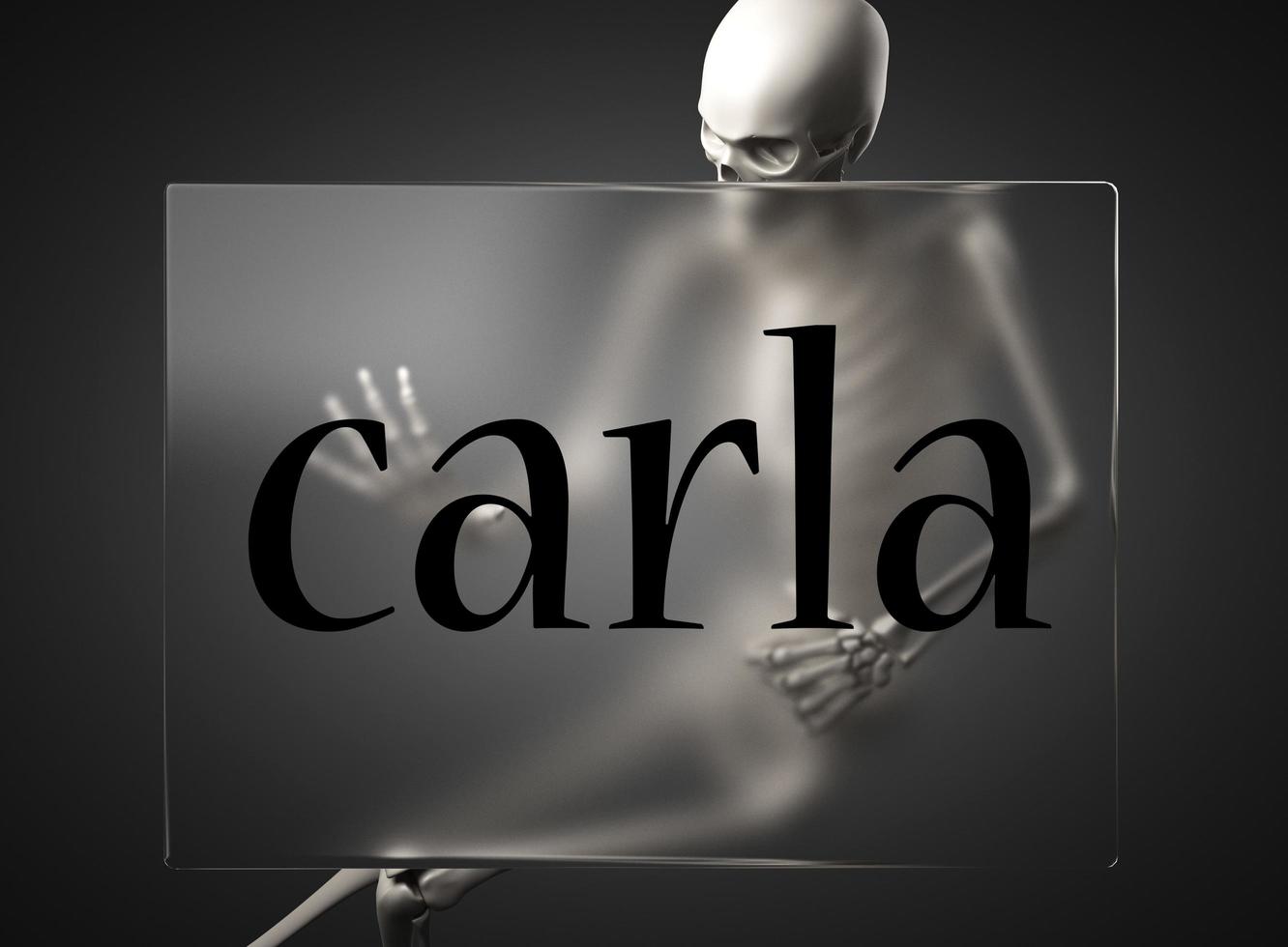 carla word on glass and skeleton photo