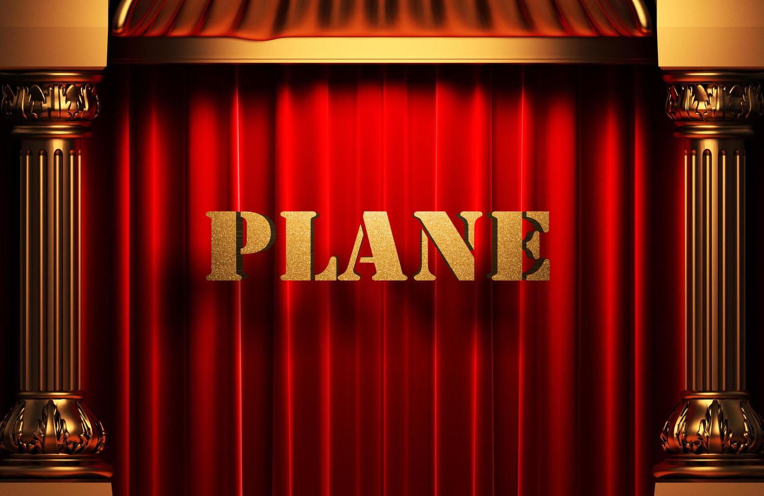 plane golden word on red curtain photo