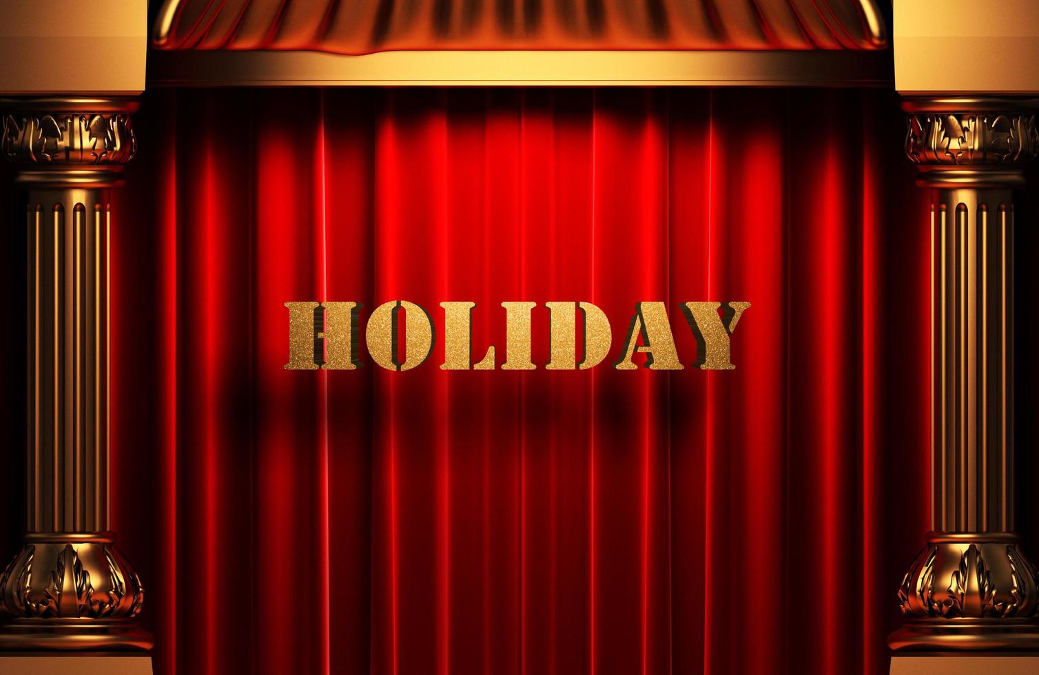 holiday golden word on red curtain photo