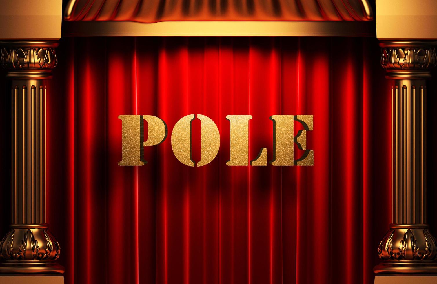 pole golden word on red curtain photo