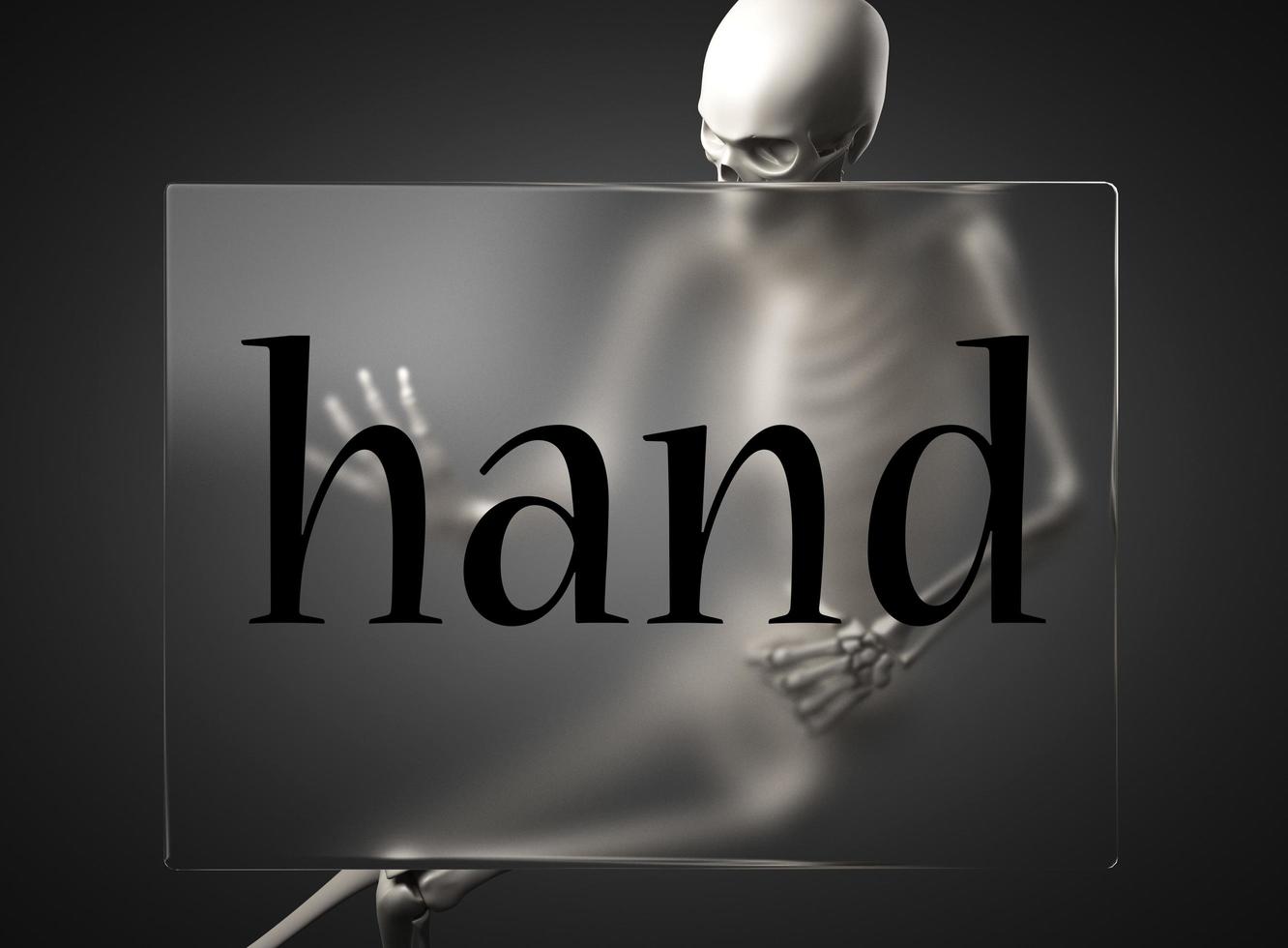 hand word on glass and skeleton photo