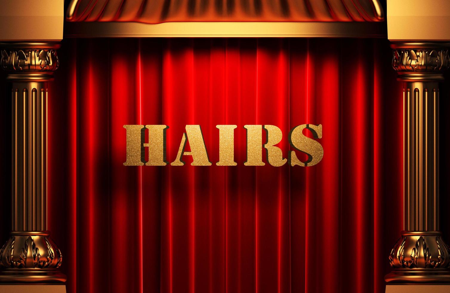 hairs golden word on red curtain photo