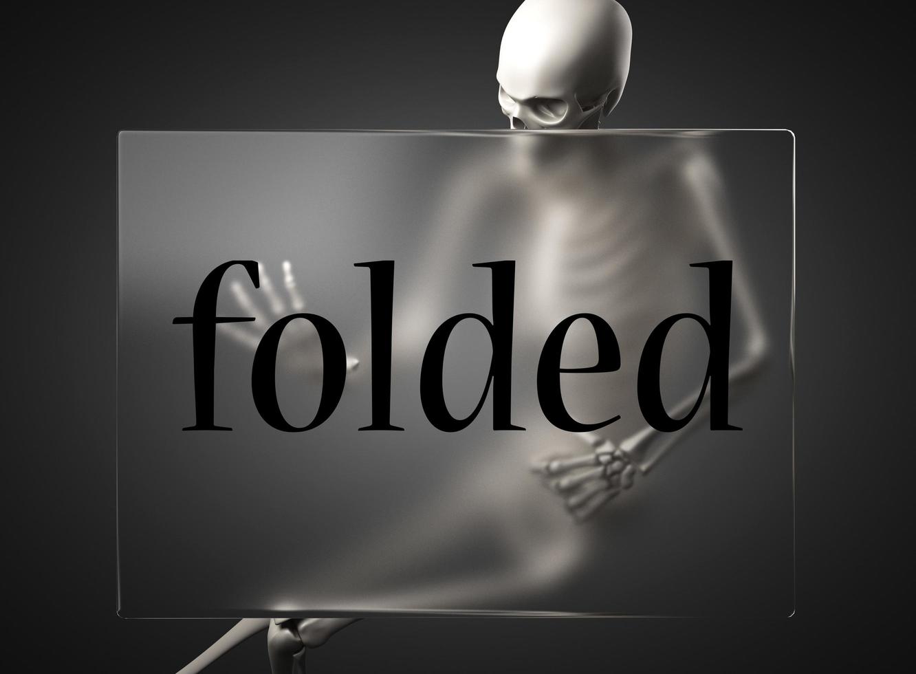 folded word on glass and skeleton photo