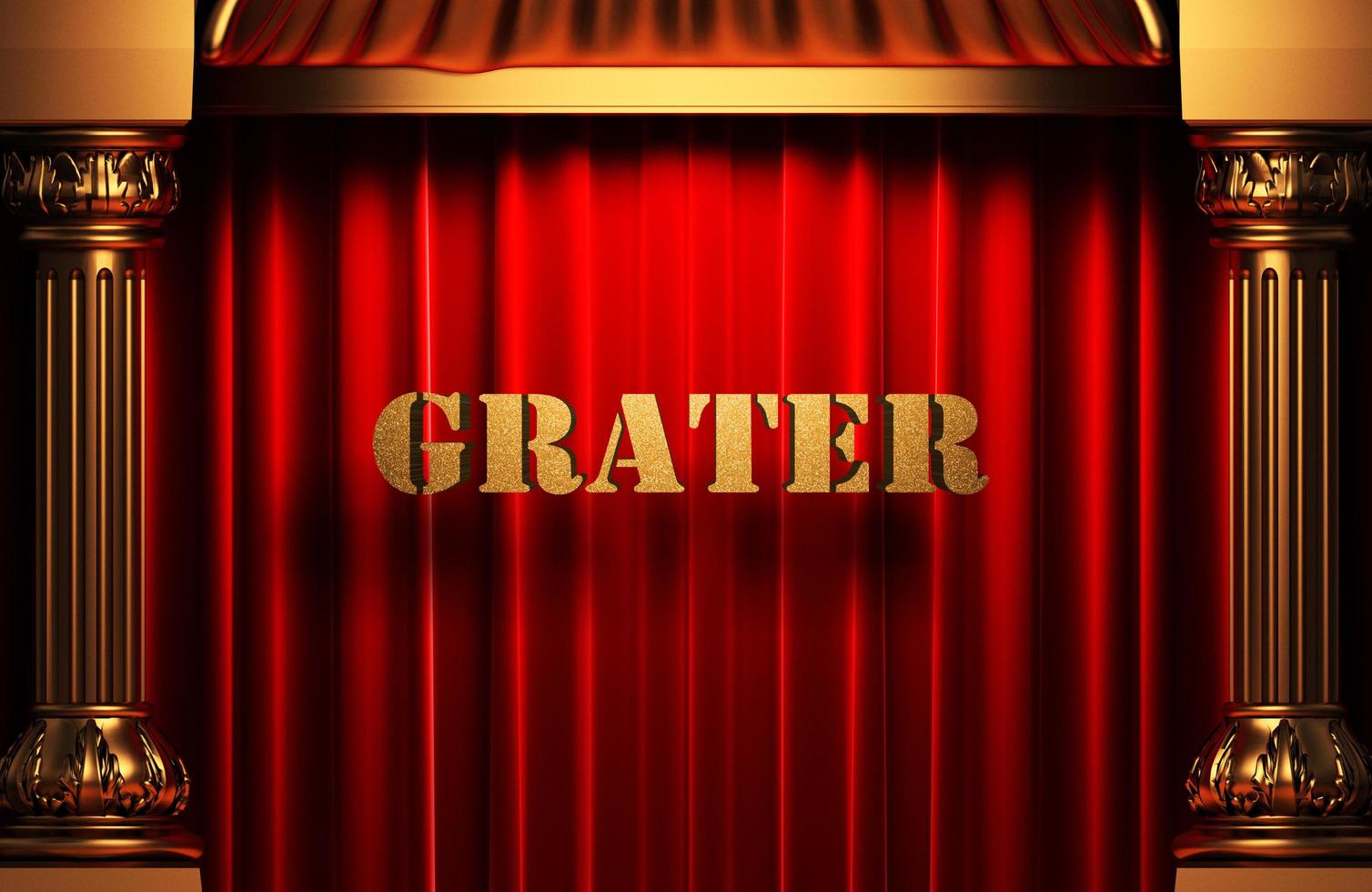 grater golden word on red curtain photo