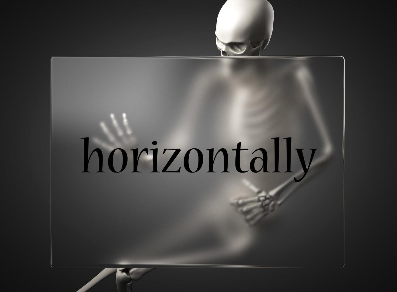 horizontally word on glass and skeleton photo