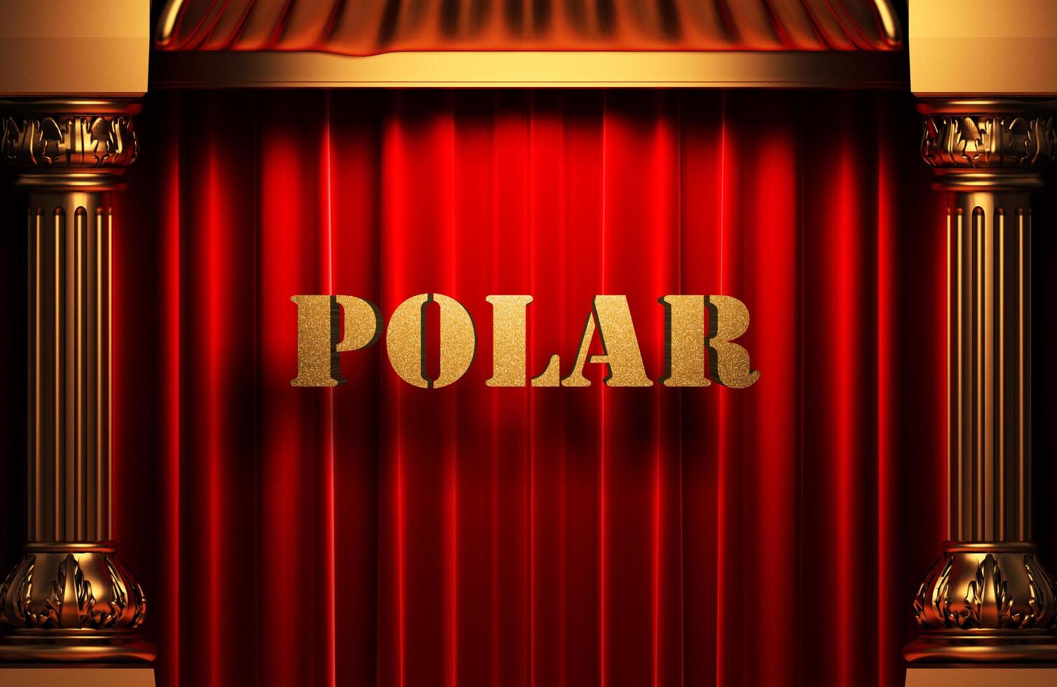 polar golden word on red curtain photo