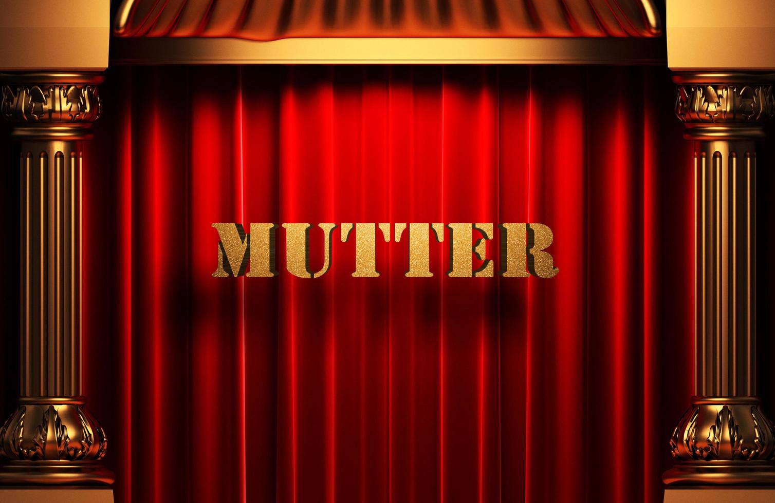 mutter golden word on red curtain photo