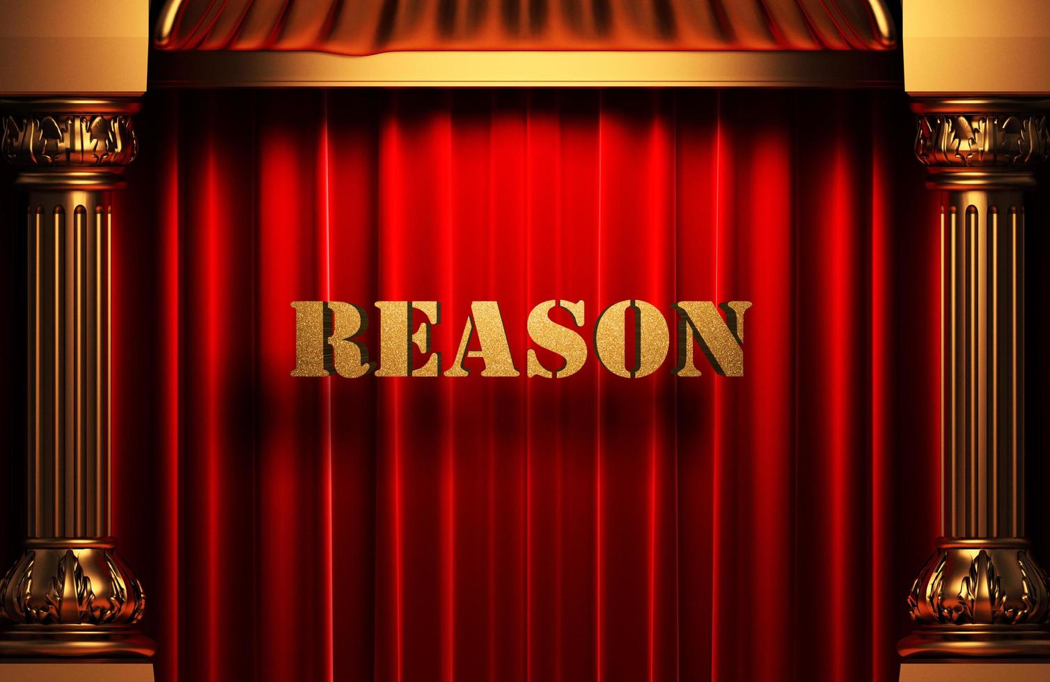 reason golden word on red curtain photo