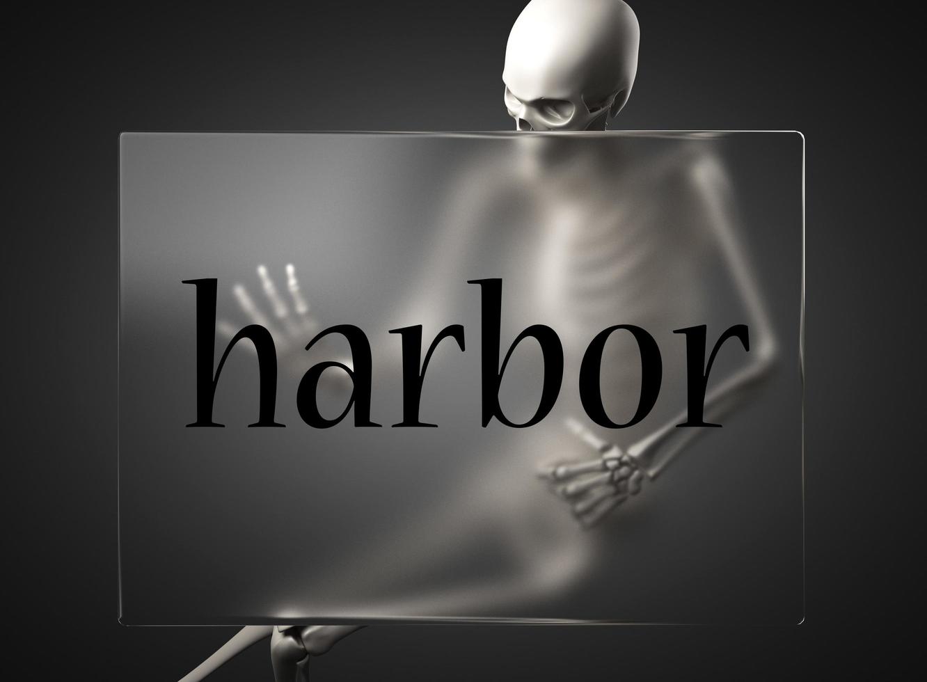 harbor word on glass and skeleton photo