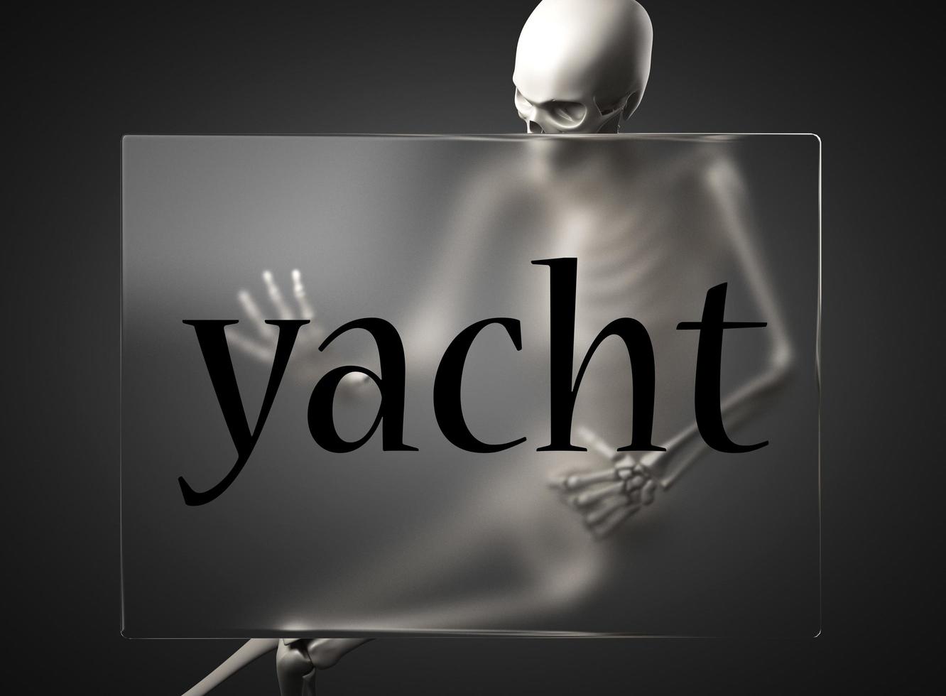 yacht word on glass and skeleton photo