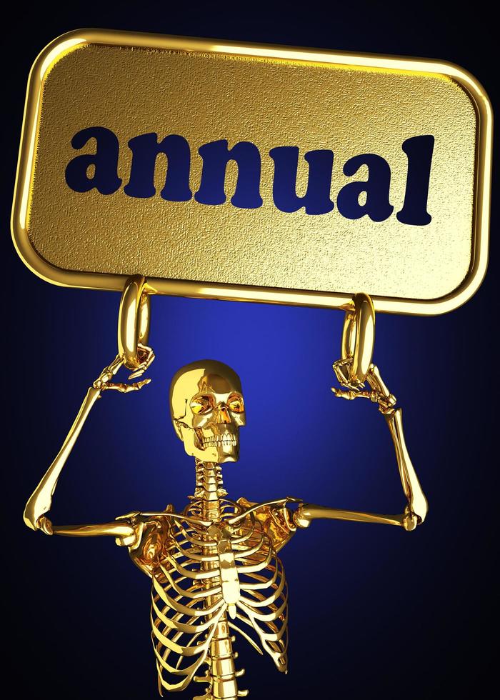 palabra anual y esqueleto dorado. foto