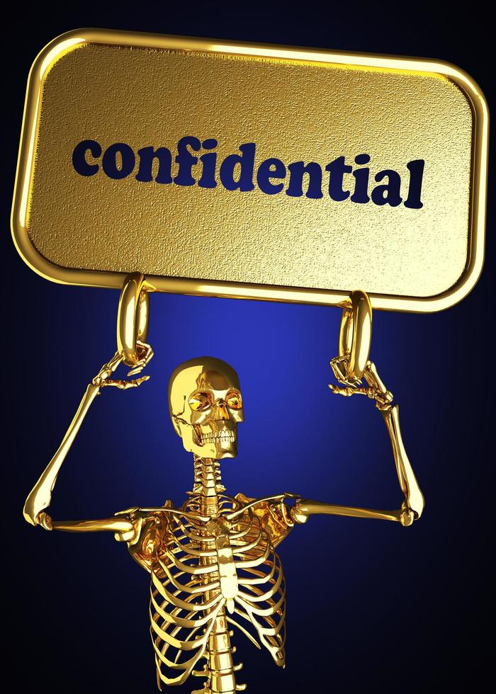 palabra confidencial y esqueleto dorado foto