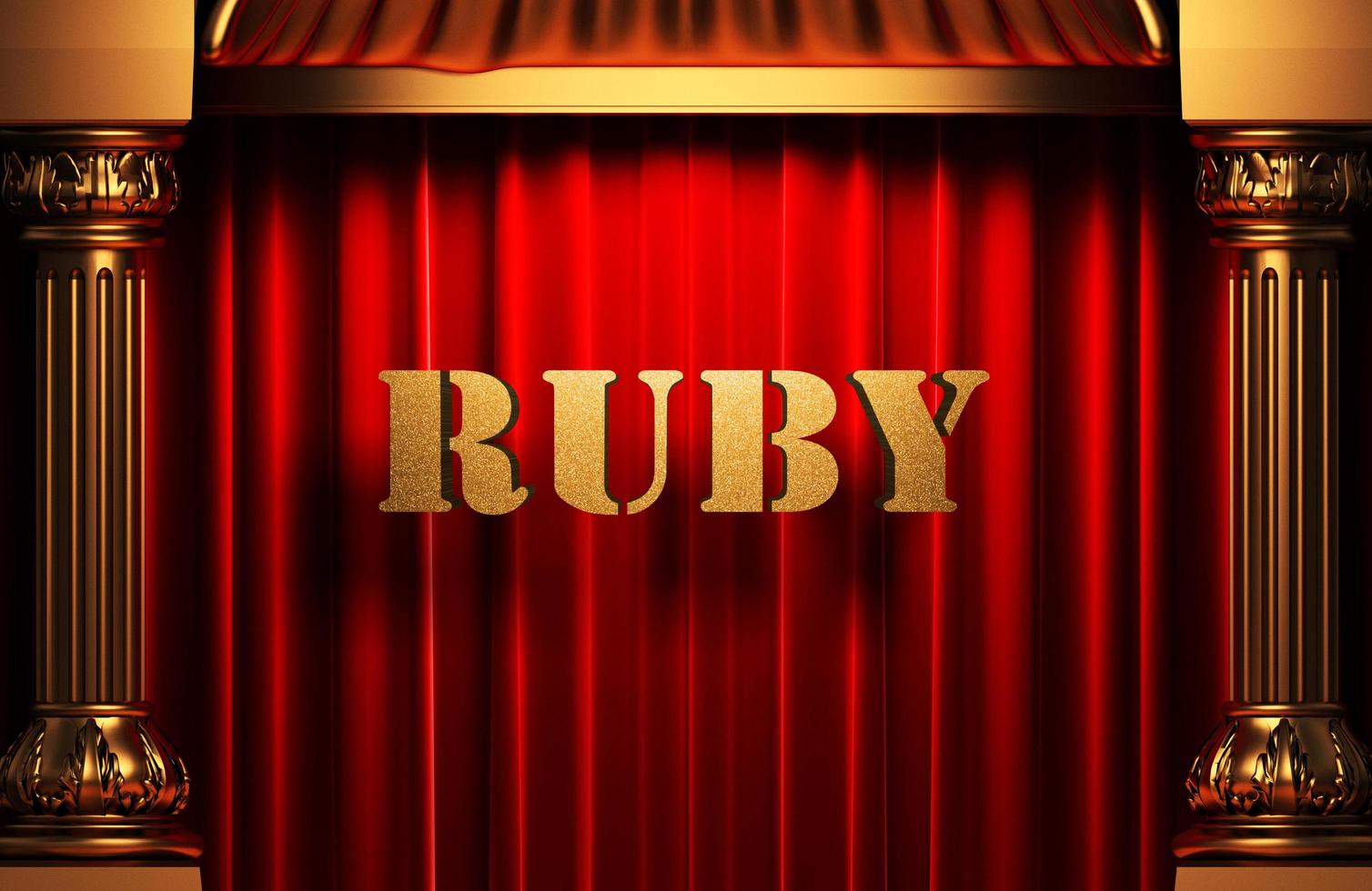 ruby golden word on red curtain photo