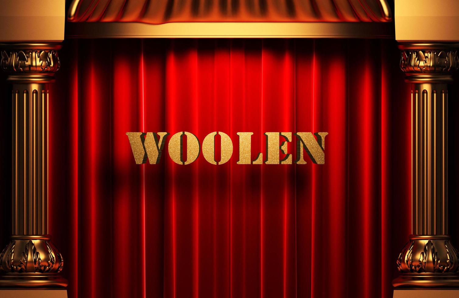 palabra dorada de lana en cortina roja foto