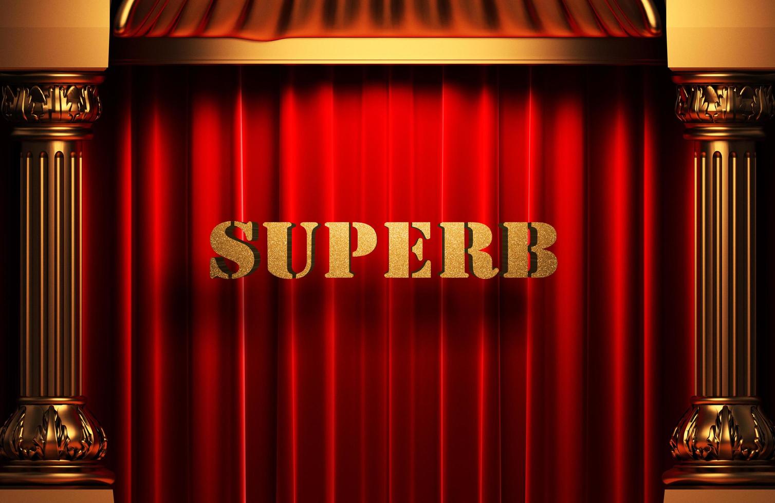 superb golden word on red curtain photo