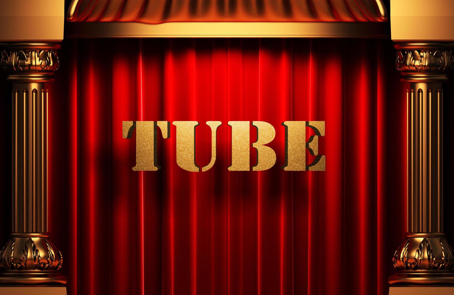 tube golden word on red curtain photo