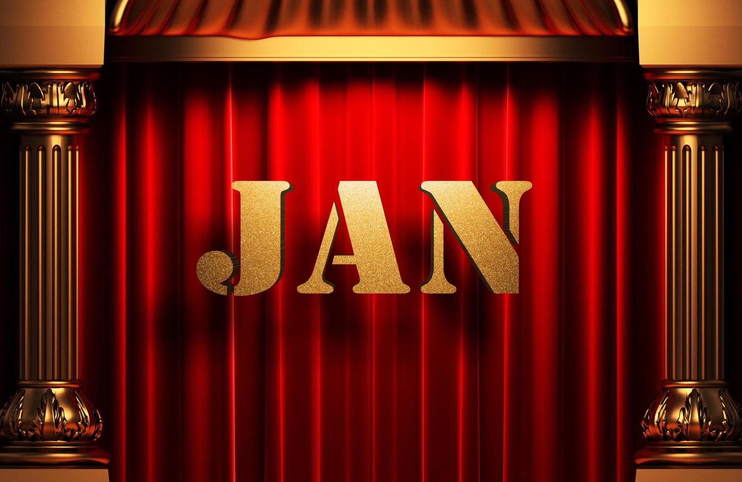 jan golden word on red curtain photo