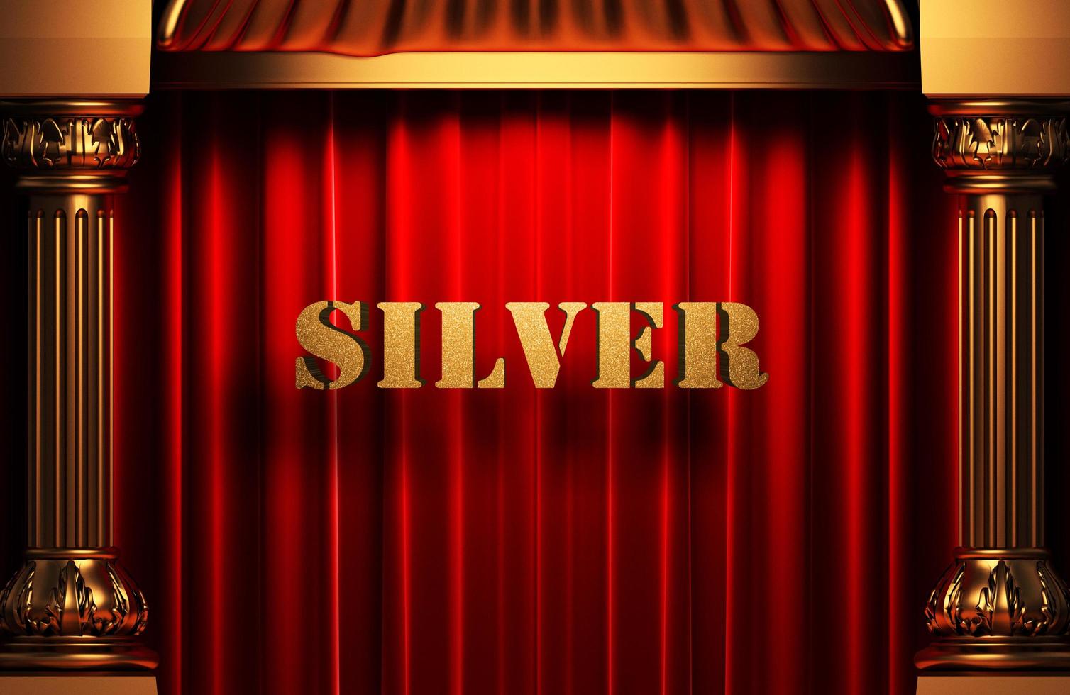 silver golden word on red curtain photo