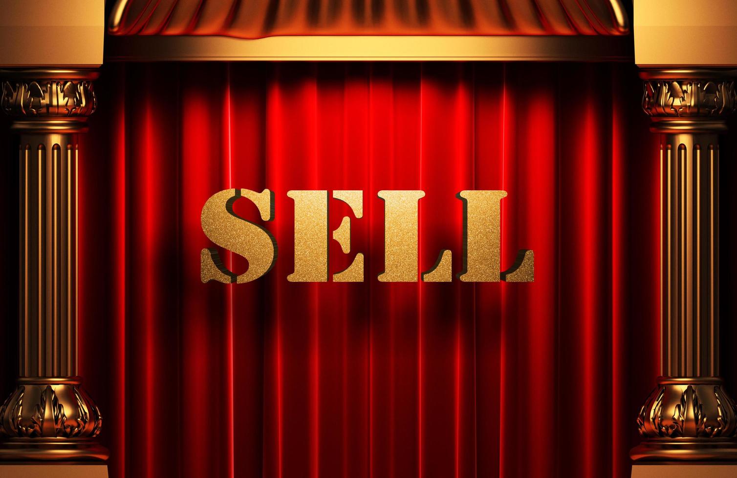sell golden word on red curtain photo