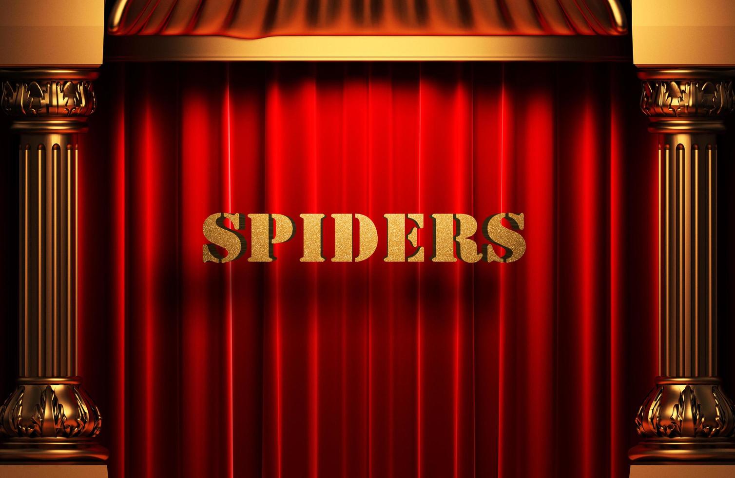 spiders golden word on red curtain photo