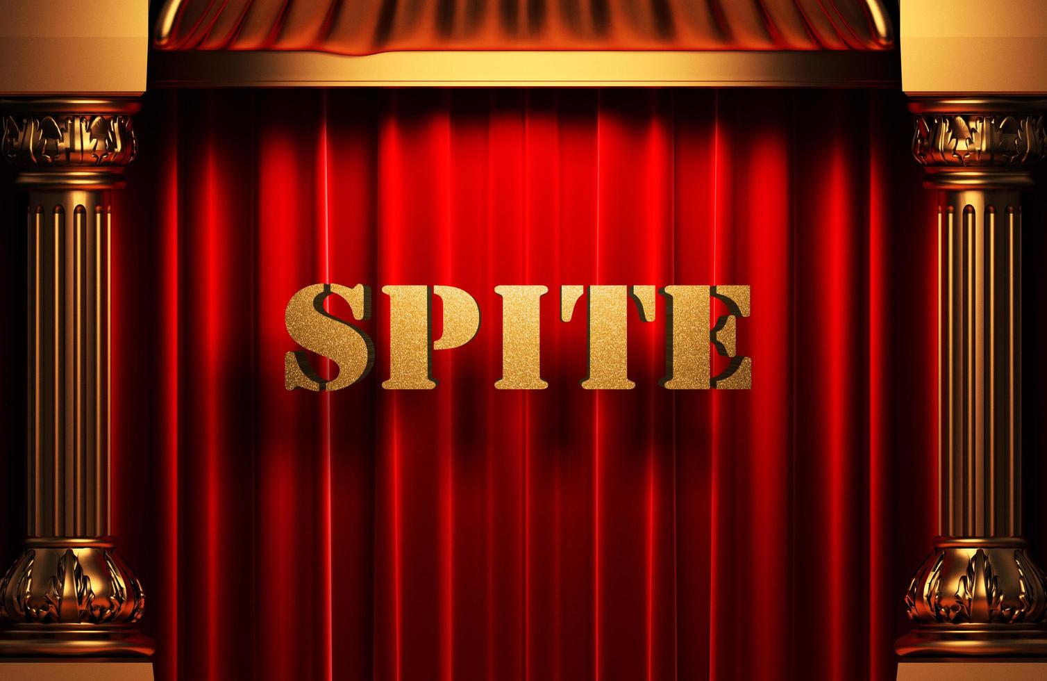 spite golden word on red curtain photo