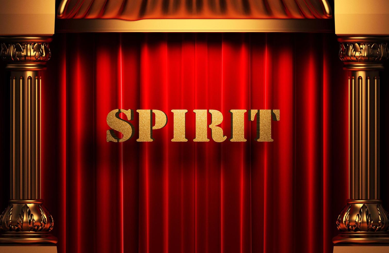 spirit golden word on red curtain photo