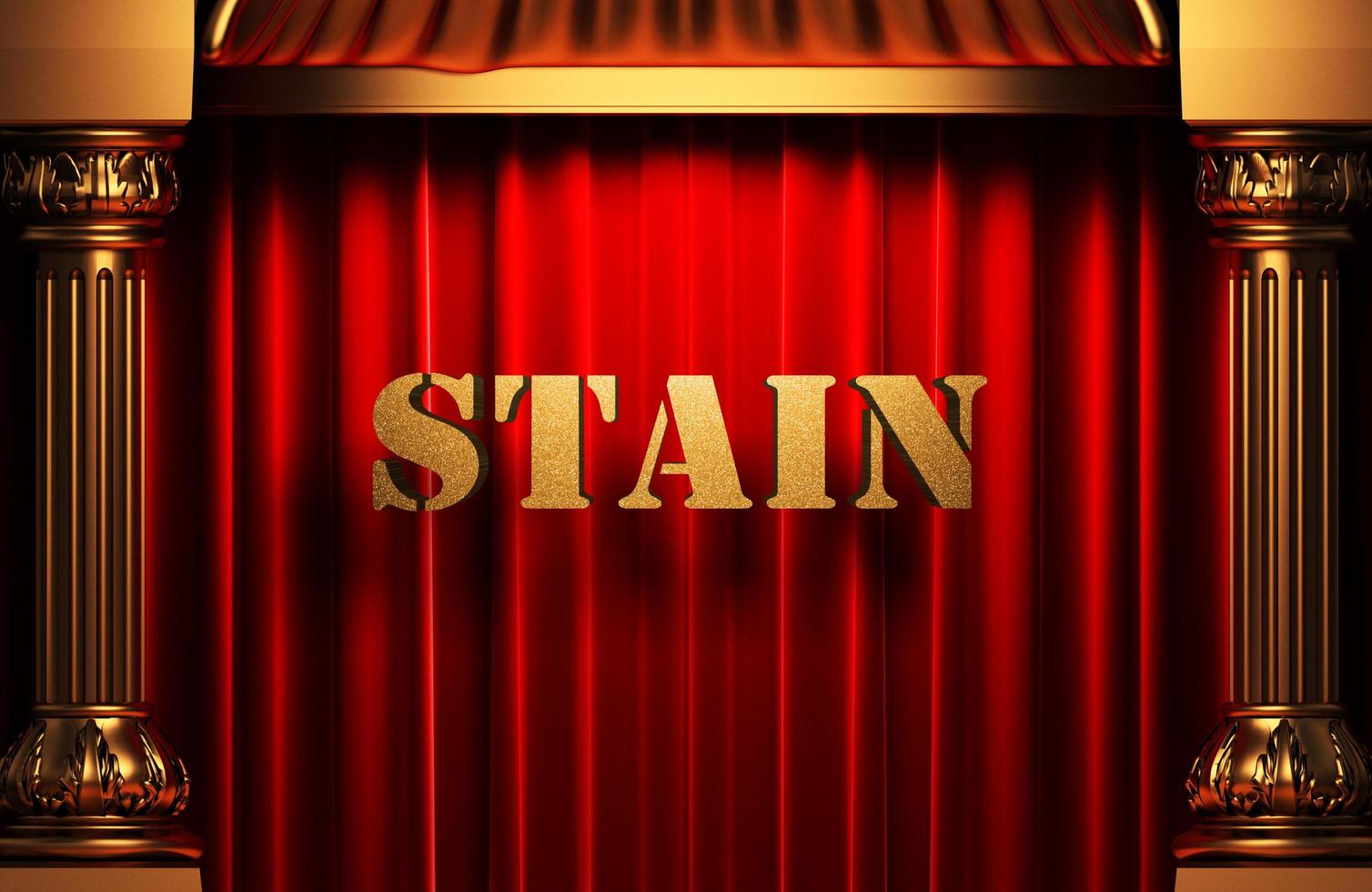 stain golden word on red curtain photo