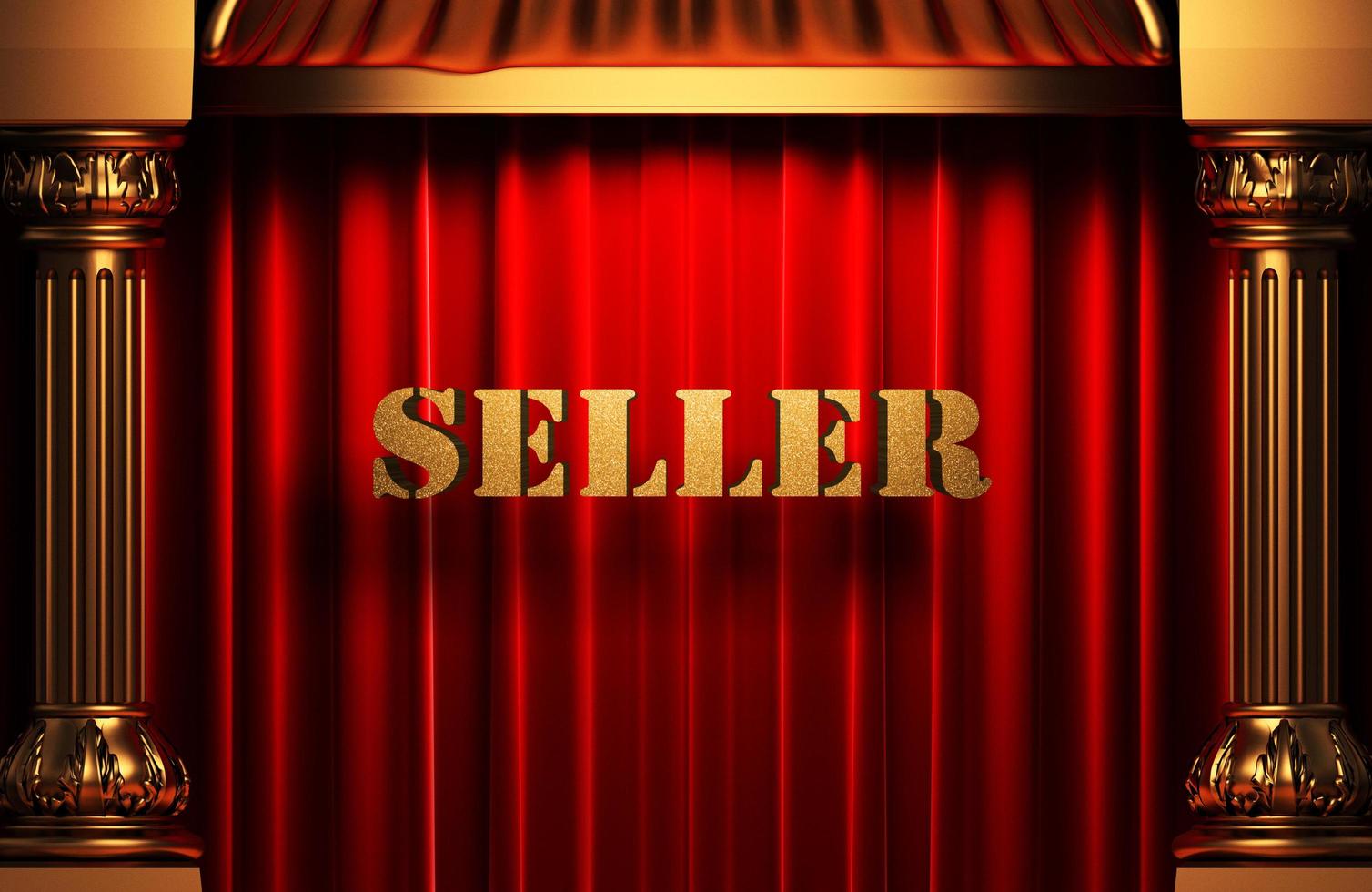 seller golden word on red curtain photo