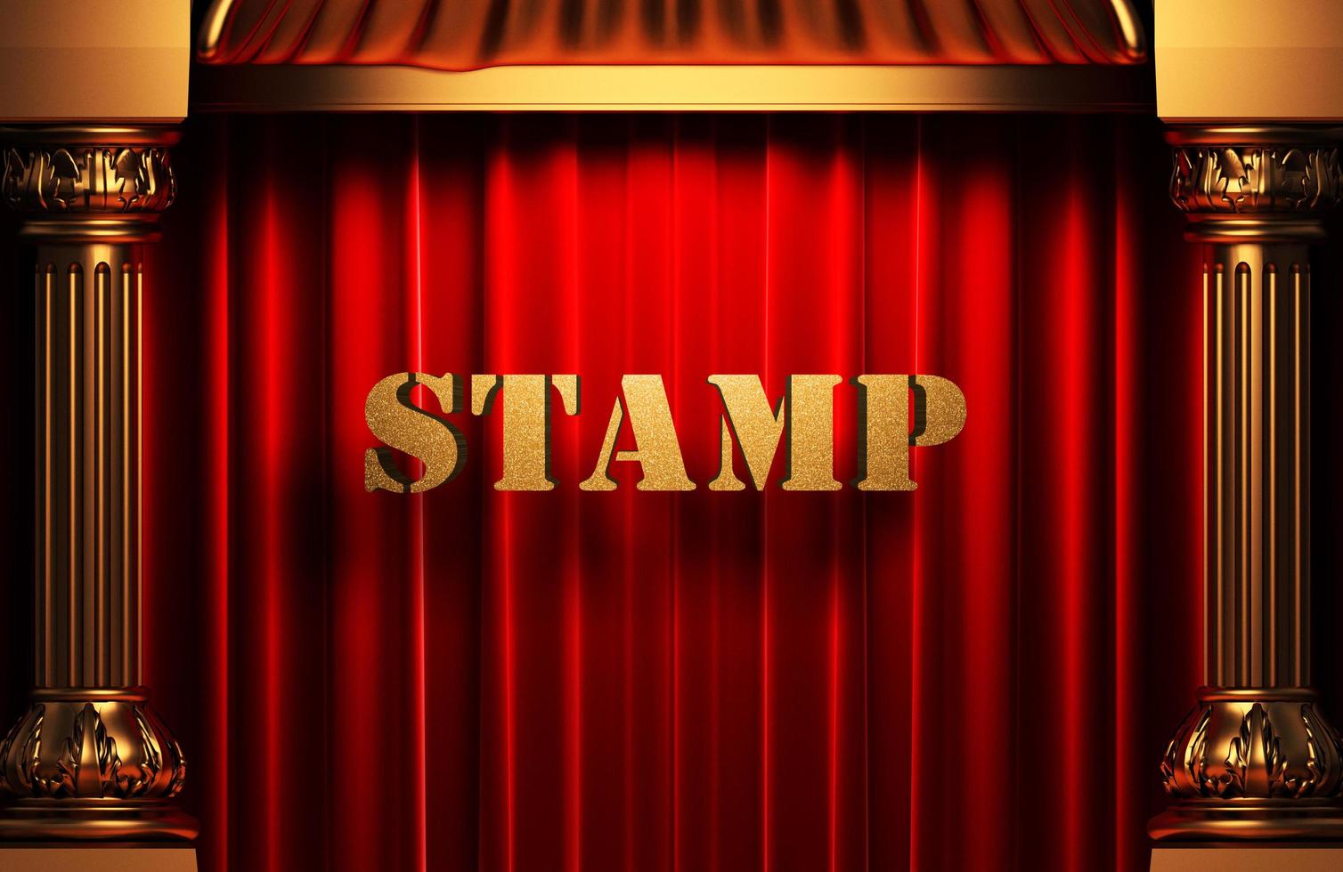 stamp golden word on red curtain photo