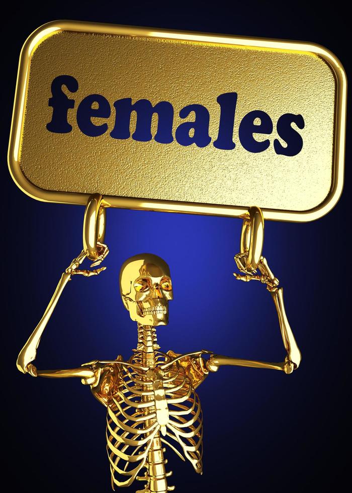 females word and golden skeleton photo