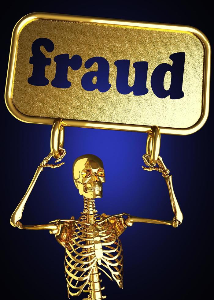 fraud word and golden skeleton photo