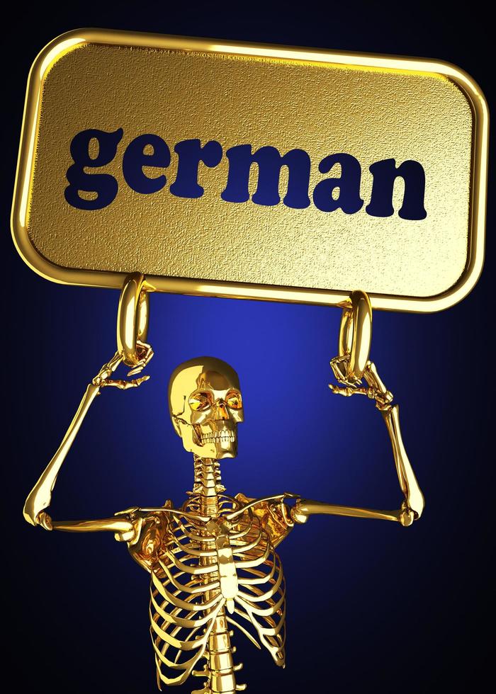 german word and golden skeleton photo