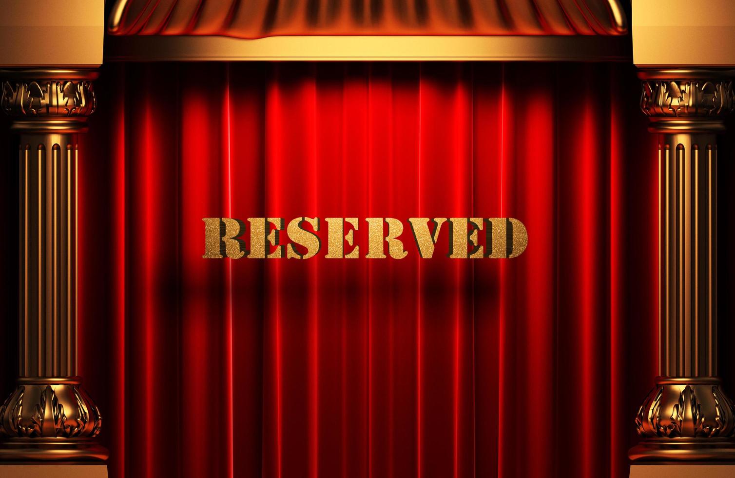 reserved golden word on red curtain photo